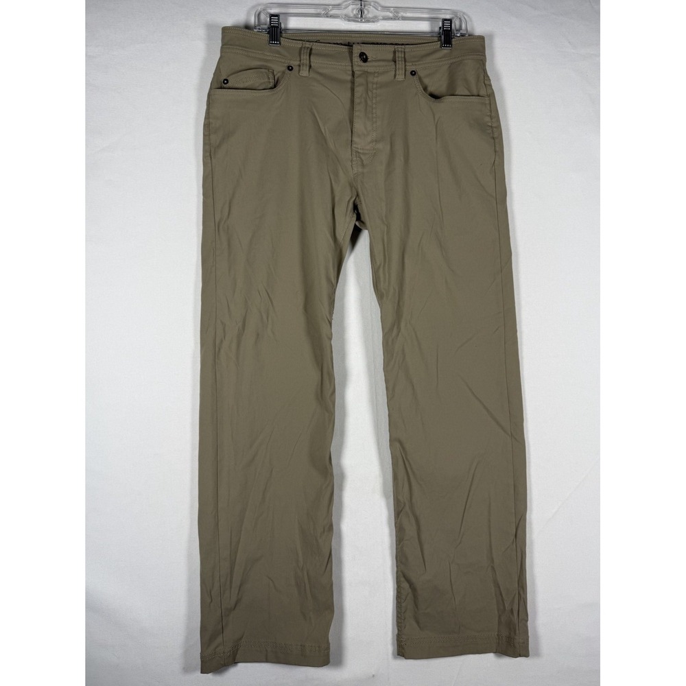 prAna Brion Pant Mens 35x29 Beige / Brown Slim Fit Stretch Zion Hiking M4BN30312